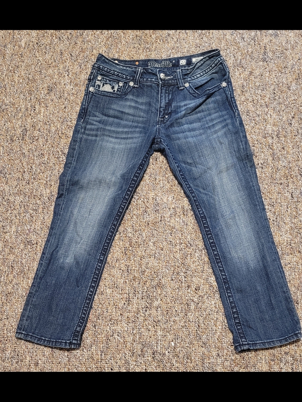 Miss Me Women's Dark Wash Boyfriend Capri Jeans Size 27 - Picture 3 of 8
